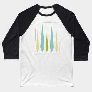 Aqua Blue Avocado Green Yellow Mid Mod Diamonds Baseball T-Shirt